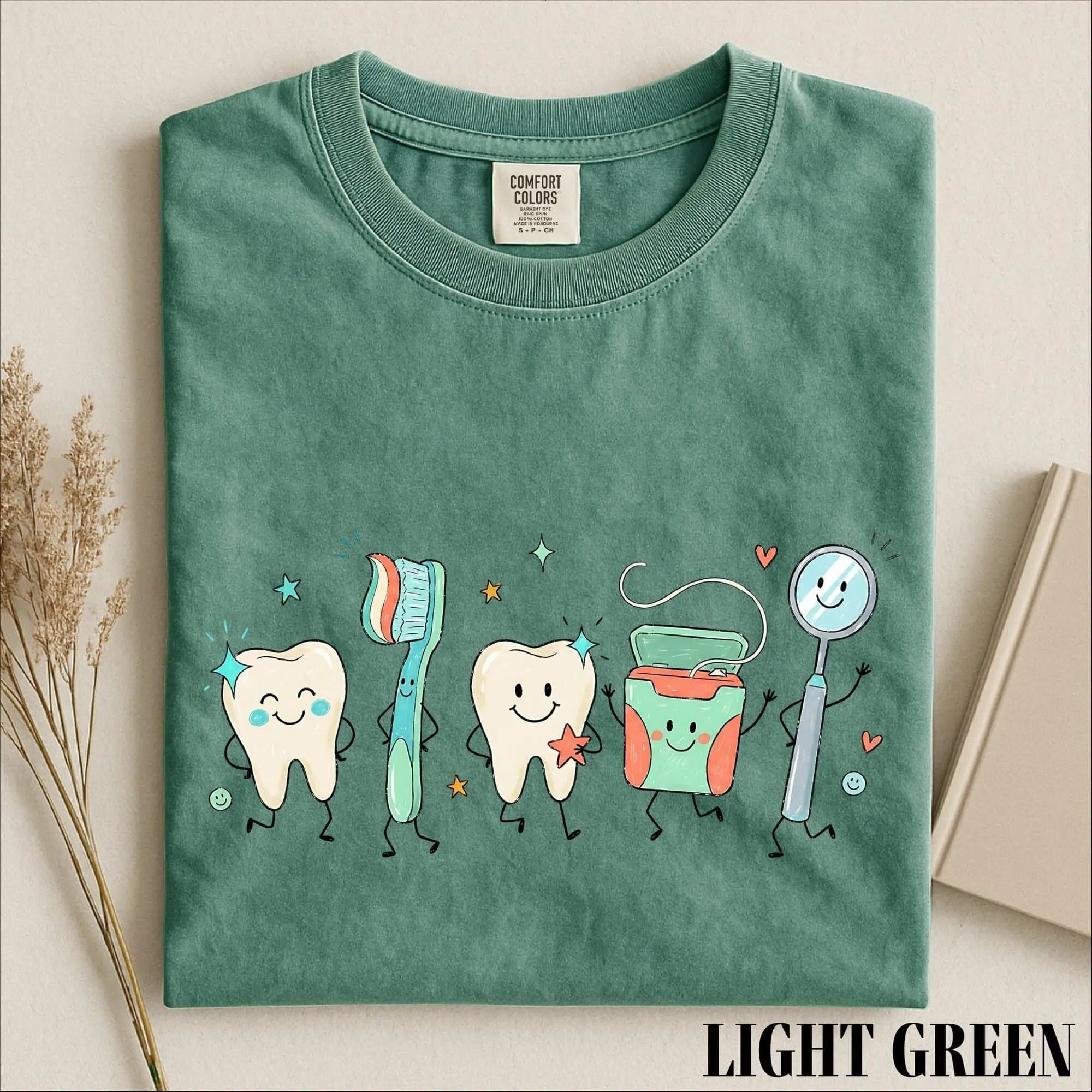 Dental Cartoon Comfort Colors Shirt, Funny Teeth Characters Apparel, Healthcare Outfit, Professional Style for Dentists and Dental Enthusiasts
