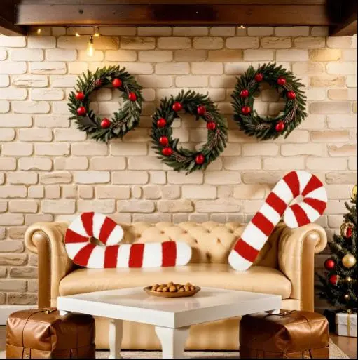 3 Count Cute Warm Candy Design Pillow for Home Decoration, Gingerbread House Plush Pillow, Lovely Plush Gift, Christmas Decorations, Thanksgiving Christmas Gift, Christian Baptism Gifts, Soft and Cuddly Stuffed Toys for Kids and Adults