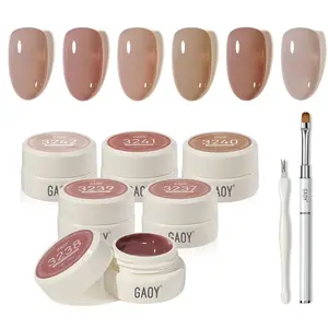 GAOY Natural Jelly Gel Nail Polish Set, 6 Colors Sheer Pink UV Gel Polish, for Salon Manicure & Nail Art DIY at Home, Nude Symphony