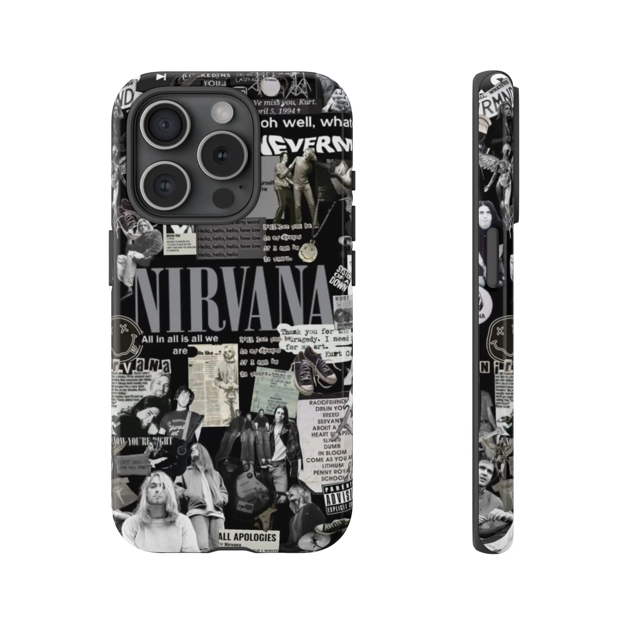 Collage Nirvanaa Phone Case, Music Band Tough Phone Case, White Black Tone, Gift for fans