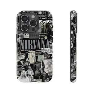 Collage Nirvanaa Phone Case, Music Band Tough Phone Case, White Black Tone, Gift for fans