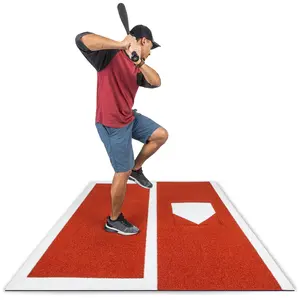 GoSports Baseball / Softball Turf Batting Mat - 6 ft x 5.5 ft Switch Hitting Design with Reversible Home Plate