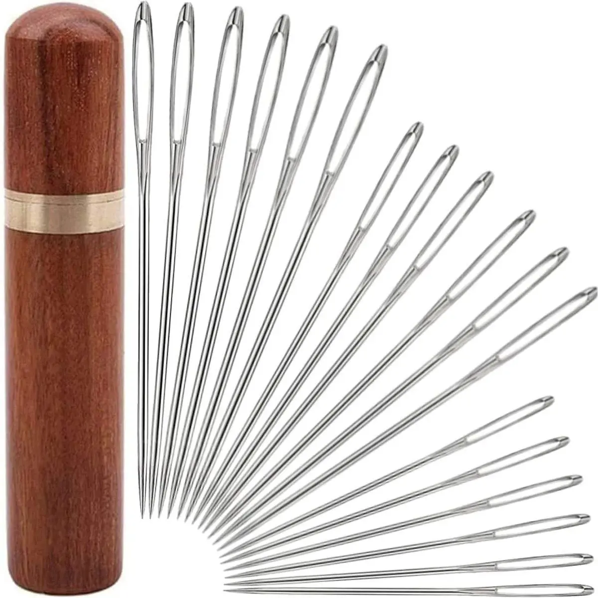 18 Pieces Large Eye Sewing Needles, Handmade Yarn Knitting, Sharp Stainless Steel Embroidery Thread Needle for Leather and Tapestry