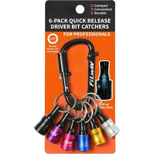 Bit Holder ,6Pcs 1/4 Quick Release Driver Bit Catchers Tool Gifts for Men,Quick-Change Extension Bar  Drill Screw Adapter Portable for Organizer Tool Pouch,Tool Bag
