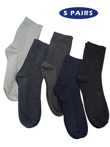 Men's Bamboo Fiber Crew Socks, Odor-Resistant Breathable Work Socks, Seamless Sports Socks, Athletic Socks, Soft Eco-Friendly, 5 Pairs Pack