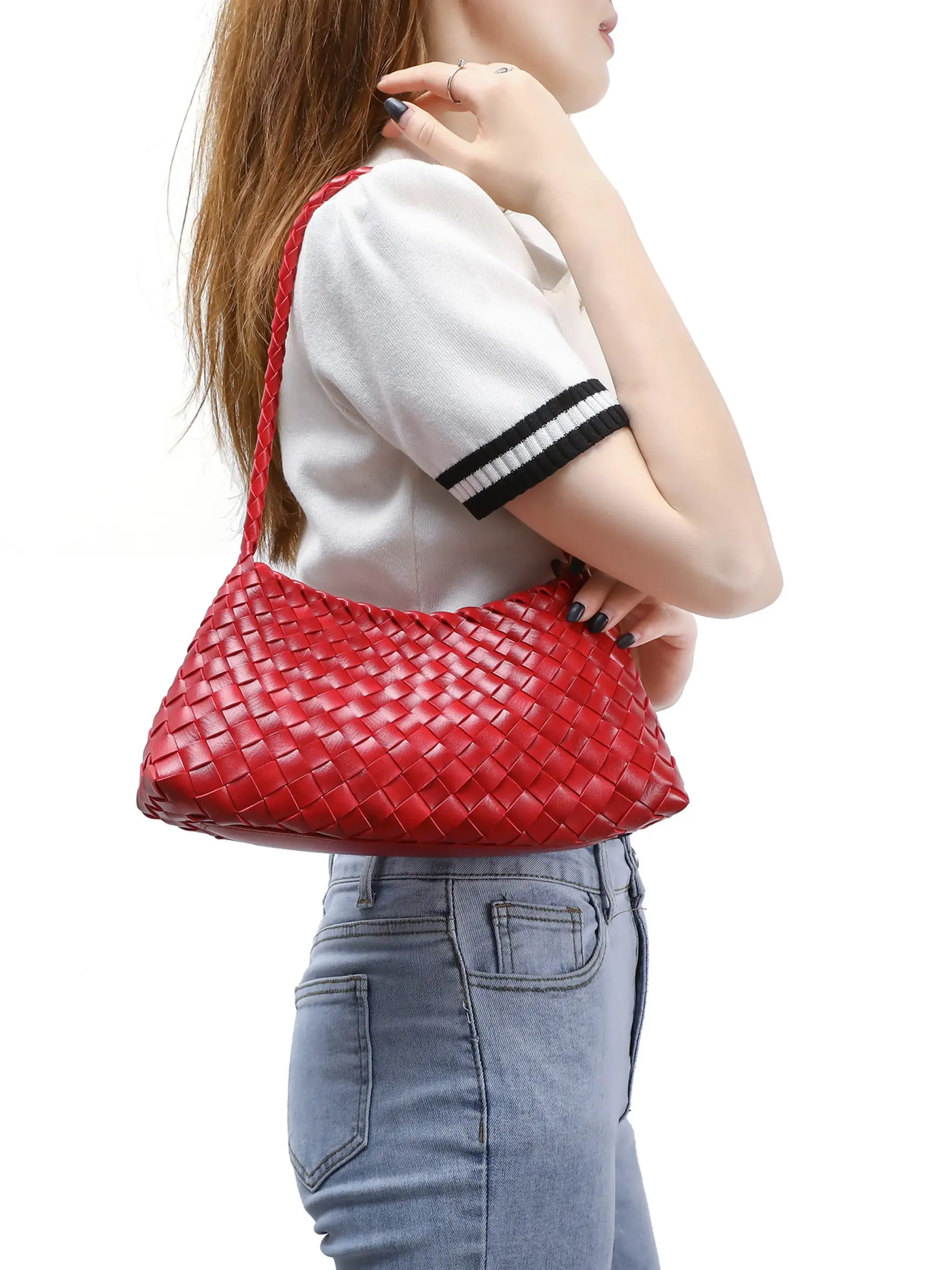 New Handmade Woven Bag, Fashionable Simple Crossbody Shoulder Bag, Large Capacity Commuter Tote, Versatile Mother-Child Basket Bag, Crossbody Bags, Casual Crossbody Bag