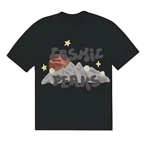 Broken Planet Cosmic Peaks T-shirt, Men's Regular Fit Letter Graphic Round Neck Tee, Street Fashion Streetwear Short Sleeve T-shirt for Summer Outdoor Wear, Graphic Tees, Comfy Men's Top for Daily Wear