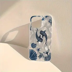 A Stylish Phone Case Featuring Two Whales And a Small Turtle Shell Design, Made of Silver Mesh.It Is Compatible with Various for iphone Models Including The for iphone 16, 15, 14, 13, 12, 11 Pro Max, And Others.This High-Quality Protective Case Is Perfect