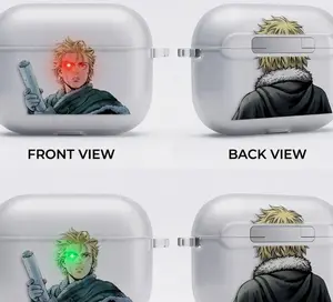 Thorfinn Anime AirPods Case with Keychain, Frosted PC Protective Cover for AirPods Pro, Vinland Saga Manga Earbuds Case Gift for Him Her