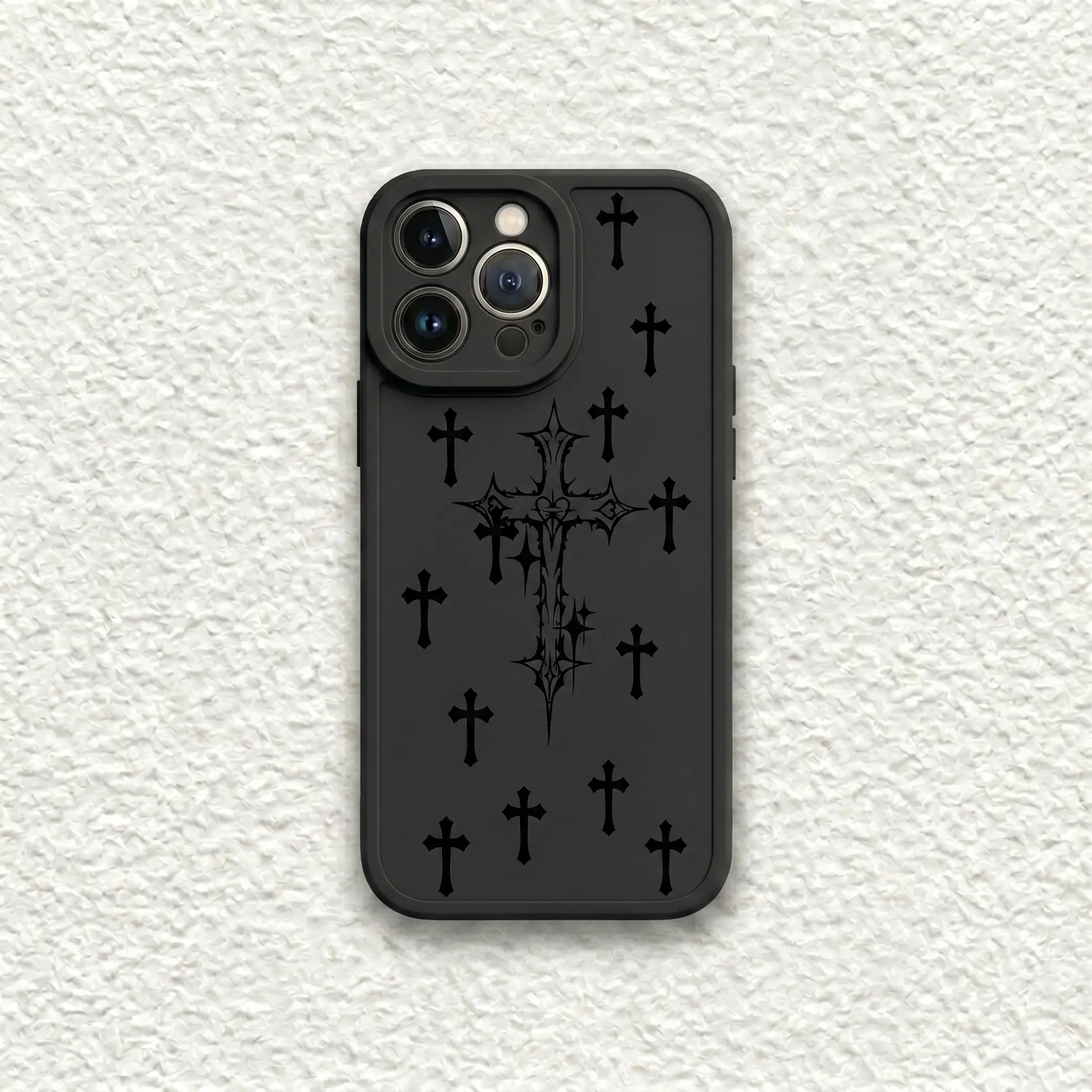 Dark Gothic Cross Soft TPU Smartphone Case - Shockproof, Anti-Drop, Full Coverage Protective Cover with Accessories for iPhone 13,14,15,16,17 Pro Max Cellphones, Iphone 17