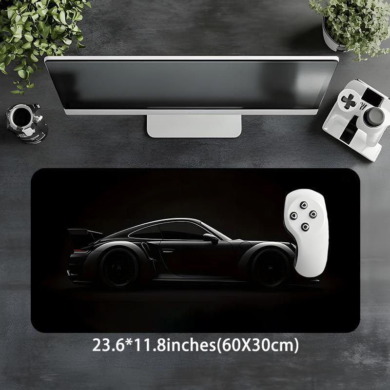 Black Luxury Sports Car Large Gaming Mouse Pad, Aesthetic Desktop Decoration Drotection Pad, Washable Rubber Pad Non-Slip Lock Edge Multi-Size Universal Mouse Pad Suitable For Home Office, Good Gift for Family and Friends, Non Slip Mousepad