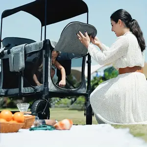 Adjustable 4-Seater Wagon Stroller,brown stroller wagon,Four-Seater Foldable Wagon Stroller,push wagon,wagon stroller foldable,side by side stroller,Lightweight Multifunctional Baby Stroller