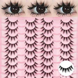 Long False Eyelashes, Cat Eye Effect, Reusable, Suitable for Beginners, Fluffy Lightweight Natural 3D Cat Eye Style, Integrated Design, 3D Curl