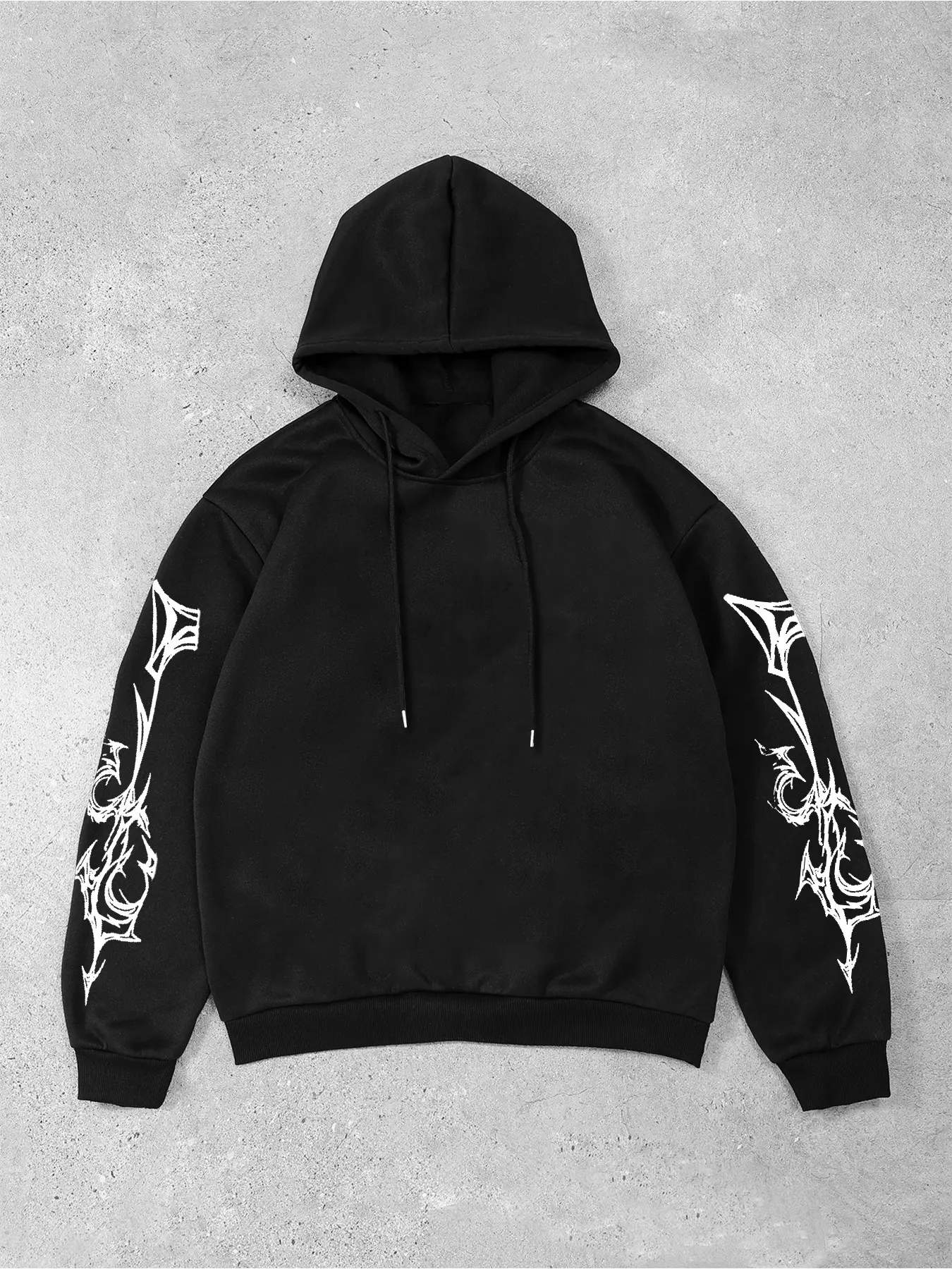 Y2K Grunge Aesthetic Oversized Hoodie, Cyber-Tribal Graphic Print 