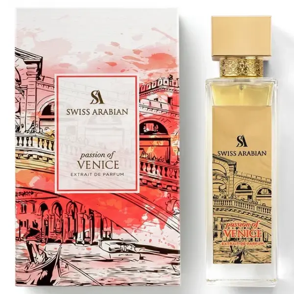 Swiss Arabian Passion of Venice 100 ml Extrait de Parfum Liquid Bottle - Long-Lasting Unisex Arabic Luxury Perfume with Woody Musk, Vanilla Patchouli, Pepper, Floral, Spicy Notes for Formal Occasions, Crisp Evenings, 3.4 oz, Single Luxury Packaged, 100Ml