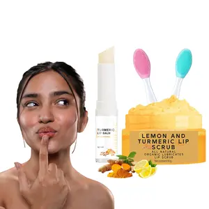 Lemon and Turmeric Lip Scrub Brightening Lip Scrub For Dark Lips Exfoliator Lip Balm Moisturizer and Brightening For Smoker