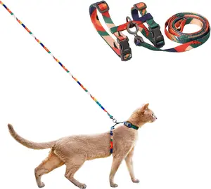 Freedom Front Clip Cat Harness and Leash Set - Escape Proof, Adjustable for Small/Large Cats & Kittens, Lightweight Soft, Safe for Walking Travel (Multicolor, M Size)