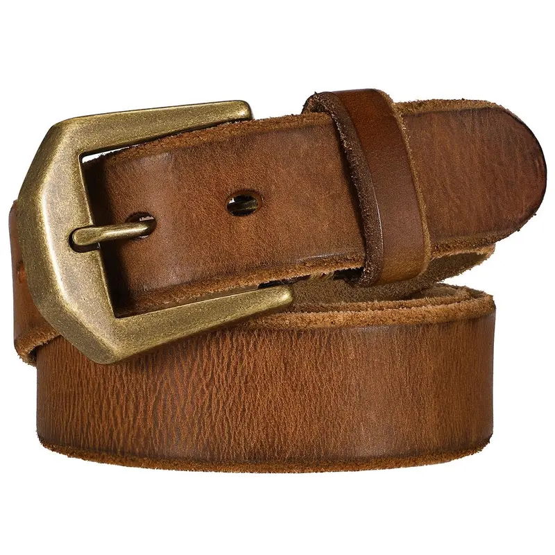 BELTROAD Unisex Genuine Brown Leather Belt - Handmade Artisan Durable, Scratch-Resistant Alloy Buckle, Cuttable Length Versatile Fashion Belt for Men's Casual Jeans, Christmas Gifts, Anniversaries