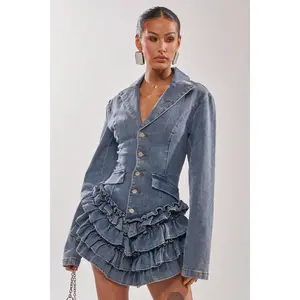 STRICTLY BUSINESS ROMPER IN LIGHT BLUE DENIM