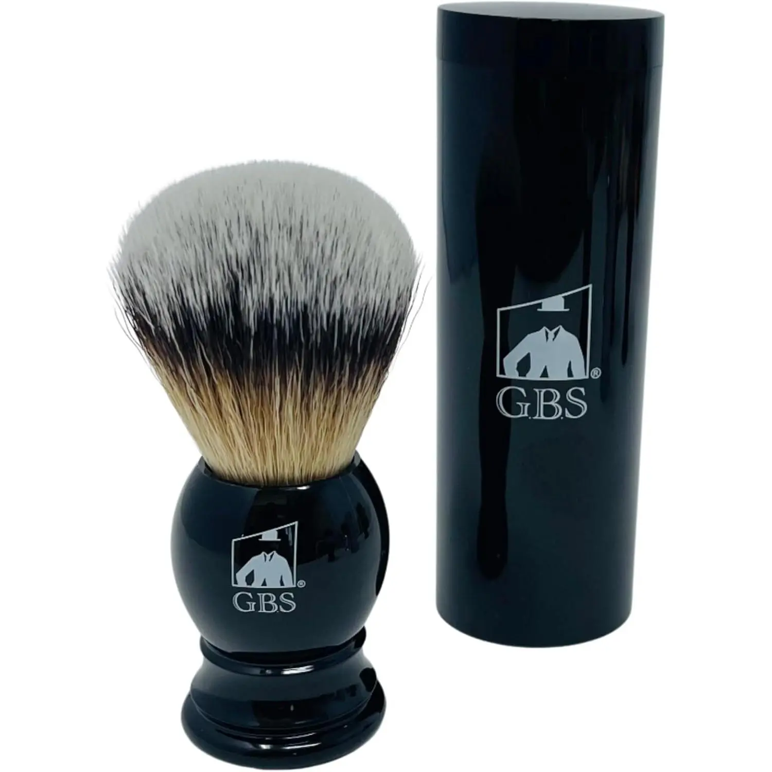 G.B.S Synthetic Shaving Brush with Travel Tube - Professional Wet Shaving Kit, Vegan Bristles, Men’s Grooming Essentials