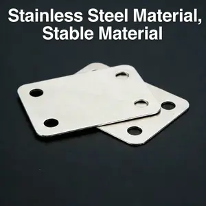 Stainless Steel Flat Connector Plate Angle Bracket, Four-Hole Fixed (4.4cmx2.8cm) Set of 6 with 24 Screws, Wood & Aluminum Frame Strengthening