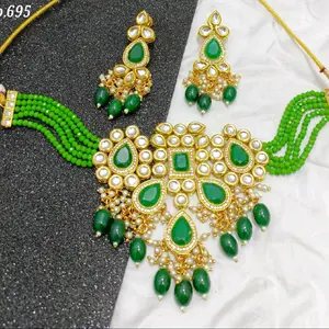 Monalisa stones Green kundan set