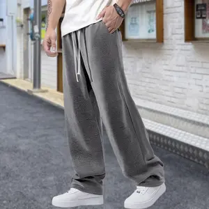 Men's Jogging Pants - Knitted Sports Pants with Elastic Drawstring Waist and Curled Ankle, Straight Design, Side Pockets - Gym, Everyday Casual Pants, Black/Grey - Machine Washable - Suitable for Jogging, Casual, Exercise - Men's Comfortable Sportswear