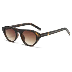 MZTUR Retro Oval Cat Eye Sunglasses for Women Men - 70s Vintage Narrow Small Frame Trendy 2026 UV400 Protection Sunnies angular