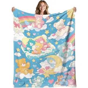 Soft Vintage-Style Blanket for Kids & Adults | Cozy Bear-Themed Gift for Girls & Boys, Suitable for beds and sofas can also be given as a gift