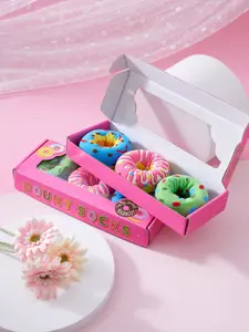 Doughnut Gift Box Socks, Trendy All-Season Socks for Women, Sweat-Wicking Unisex Pure Cotton Socks, Comfortable and Stylish Footwear
