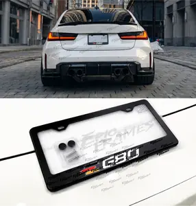 G80 German Flag Colors fit BMW, Supra Stainless-Steel Metal Black License Plate Frame Premium