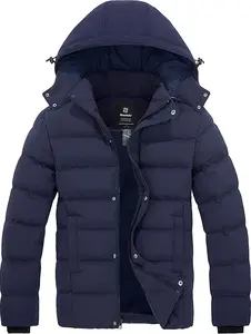 Wantdo Men's Hooded Winter Coat 604M Warm Puffer Jacket with Removable Hood 10000mm Waterproof Windproof Multi-Pockets Fitted Long Sleeve All Seasons
