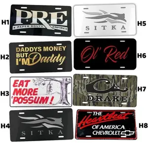 PRE, Daddy’s Money, Eat More Possum, SITKA, Ol’ Red, Drake, Chevrolet Heartbeat License Plate Collection – 12"x6" Aluminum Vanity Car Tags Set Car Accessories Vehicle