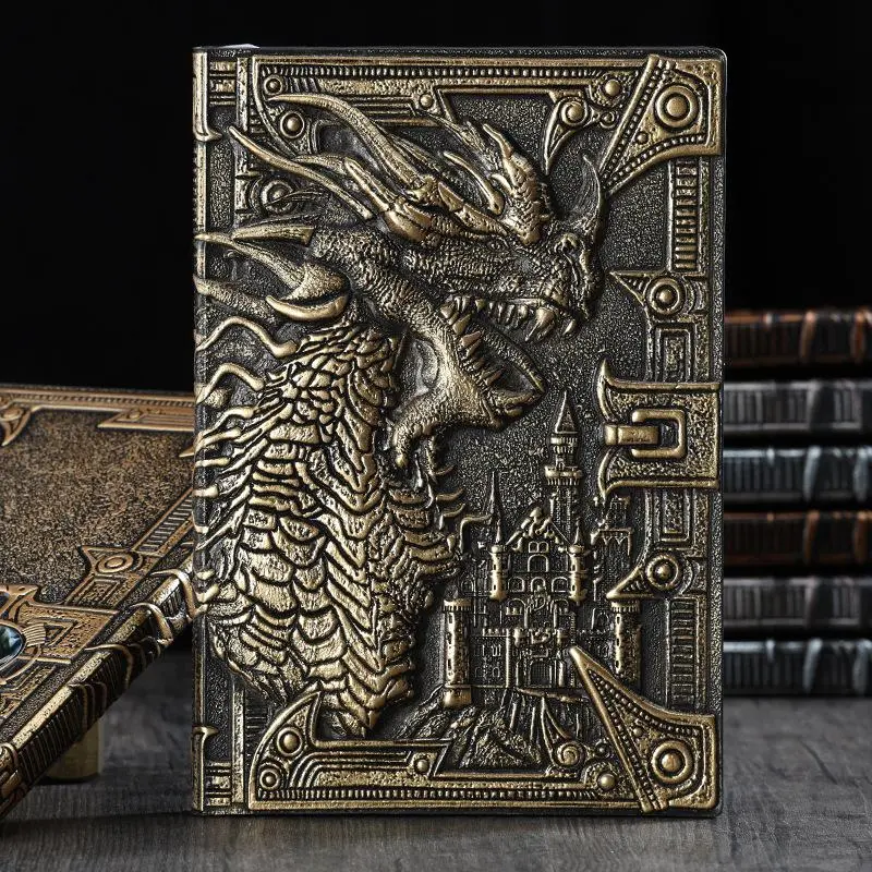 Retro Dragon Pattern Embossed Notebook, Aesthetic Notebook, Writing Notebook, 1 Count A5 Paper Notebook, Journal Notebook for Office School Student, Stationery Journal, Boyfriend Gift, Travel Diary Notebook, Aesthetic School Supplies