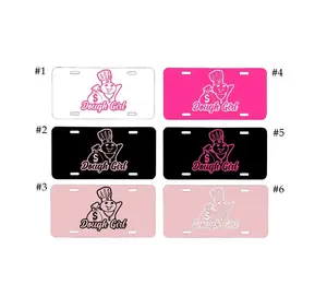 Dough Girl Baker License Plate Collection, 12 x 6 Aluminum Vanity Tag, US Vehicles, Pink Black White Vanity Plate, Girl Boss Best Gift, Money Bag Gift