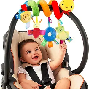 Christmas Gift Spiral Car Seat & Stroller Activity Toy - Baby Sensory Toys Soft Hanging Toys for Babies 0-12 Months Boys Girls Carseat Crib Stroller with Ringing Bell Music