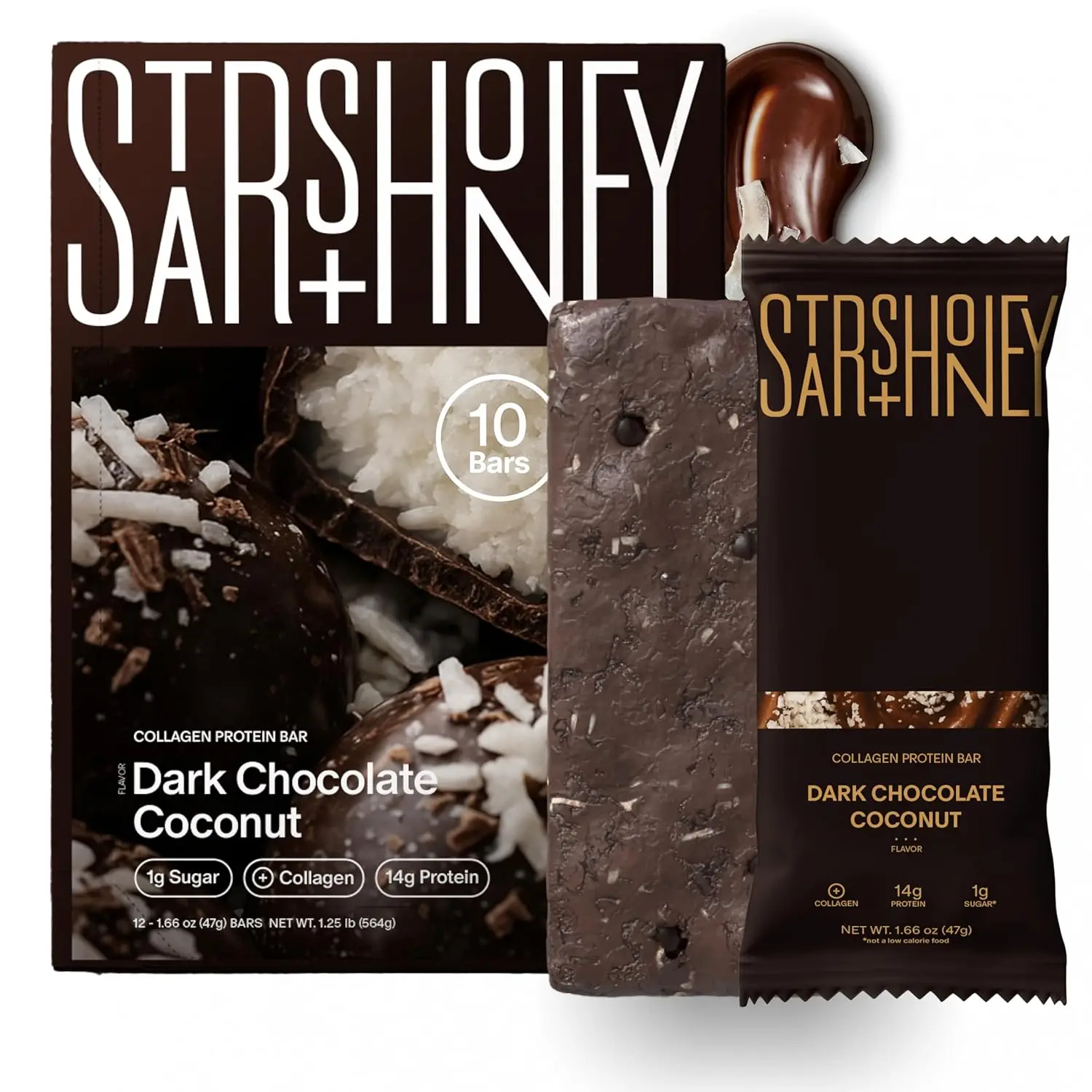 Stars + Honey | The Protein Bar – Dark Chocolate Coconut | 3 Types of Protein | All-Natural Ingredients | Gluten Free, Dairy Free, Soy Free, No Seed Oils, No Sugar Alcohols