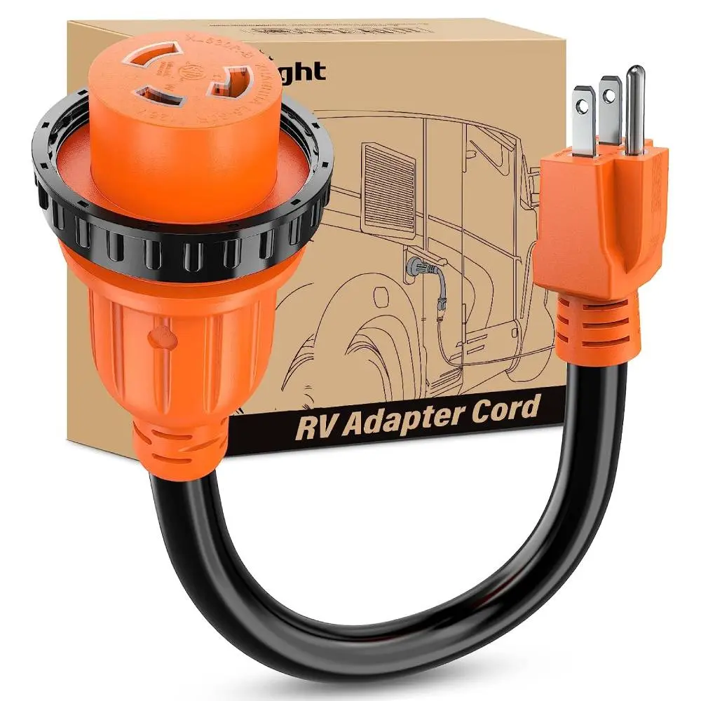 Nilight 15A to 30A RV Locking Power Adapter Cord, Flexible Weatherproof ETL Certified Model with PVC Jacket, Socket Adapters, Travel Plug Adapter