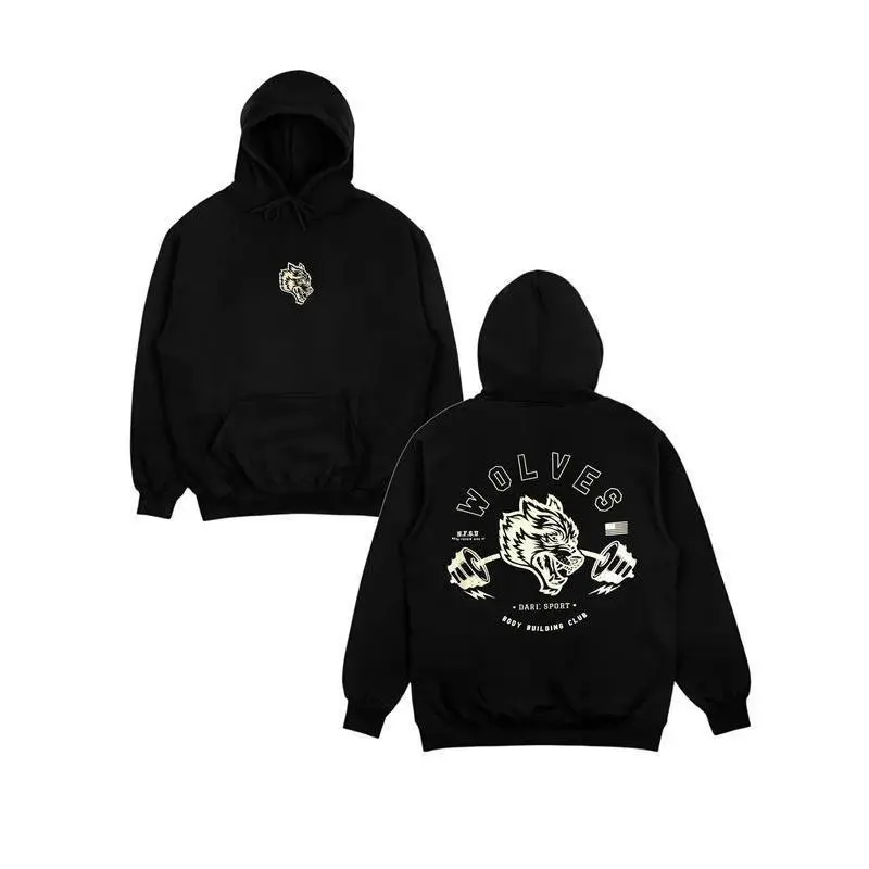 Vintage WOLVES Hoodie, Darc Sport Wolves Gym Hoodie, Graphic Hoodie, Unisex Oversized Hoodie, Gift for Men & Women