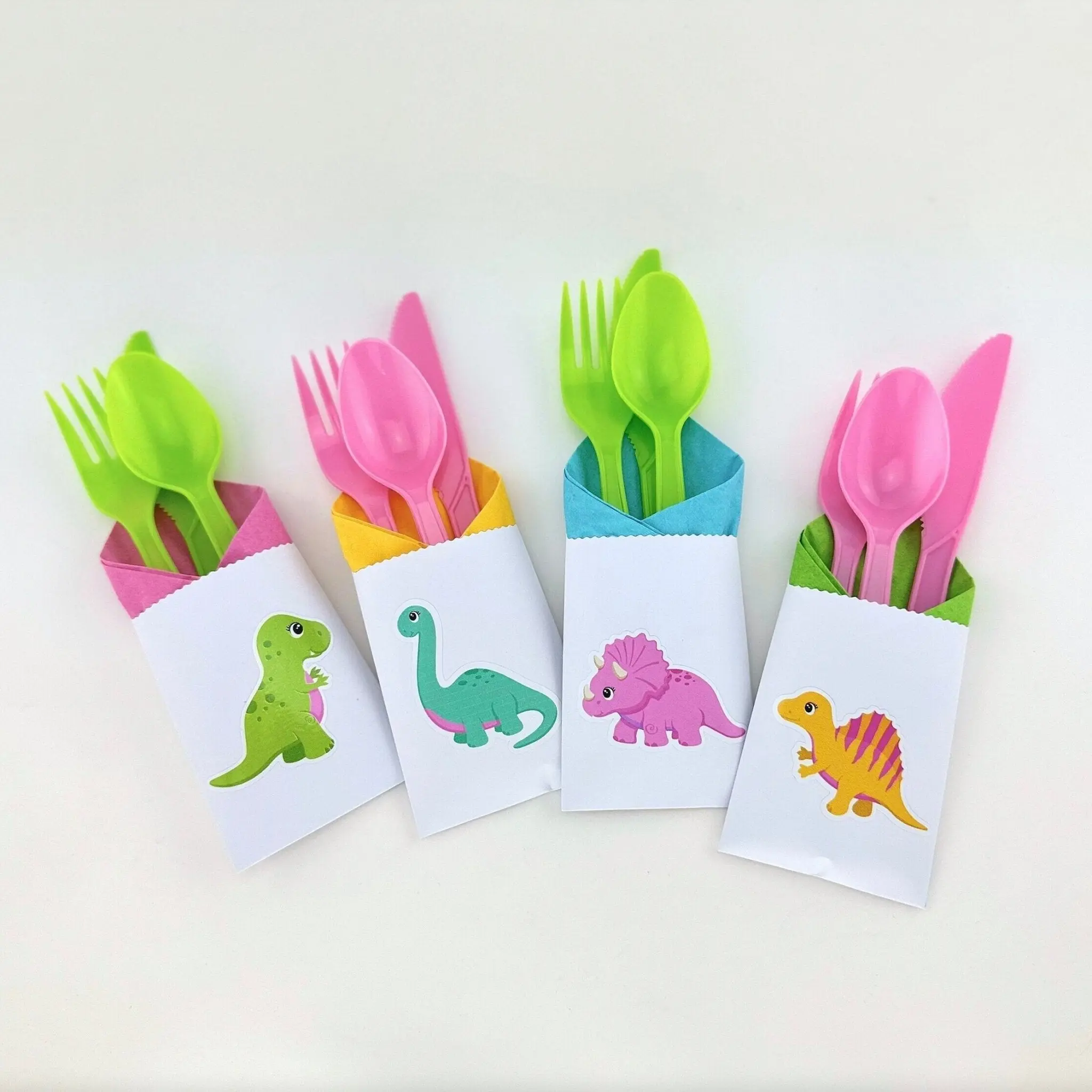 Pink Dinosaur Party Cutlery Set 12ct