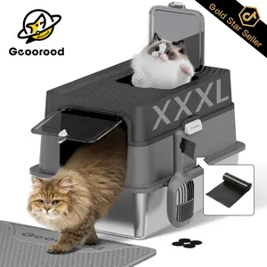 【Geoorood】Stainless Steel Cat Litter Box with Lid, XL Extra Large Litter Box for Big Cats, Enclosed Removable Metal Litter Boxs with High Sided Enclosure & Scoop, Anti-Leakage, Non-Sticky, Easy Cleaning#catlovers#TikTokShopBlackFriday&CyberMonday