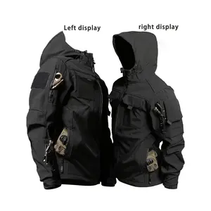 One Piece Men's Tactical Softshell Jacket - Waterproof, Scratch-Resistant Hooded Coat, Suitable for Hiking, Fishing, and Street Wear - Polyester Fiber, Non-Elastic, Solid Color, Long Sleeve, Zipper, Regular Fit for Youth and Adults