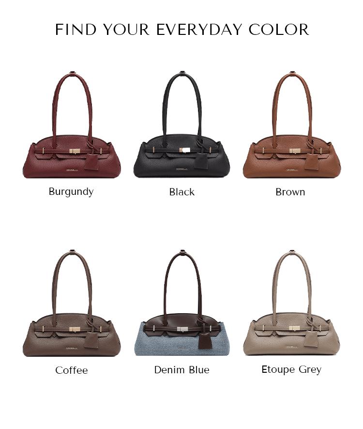 NEWBELLA Mila Baguette Underarm Bag,Y2K Retro Lock Denim Spliced PU Leather Shoulder Purse, Aesthetic Vintage Handbag