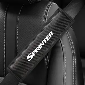 Mercedes-Benz Sprinter Seat Belt Shoulder Cover, Car Accessory, PU Leather & Carbon Fiber Stripes, Enhances Driving Comfort, 1pc/2pcs Option