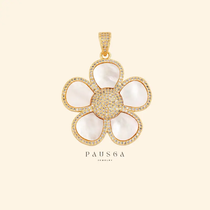 Large Mother of Pearl Flower Pendant