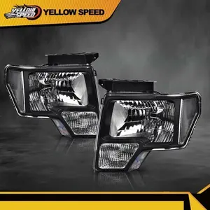 Black/Clear Factory Style Lens Headlights Pair Fit For 2009-2014 Ford F150