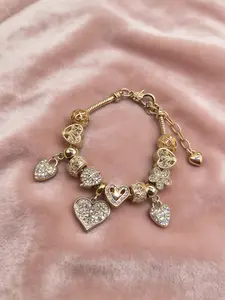 Shiny Full Rhinestone Heart Life Tree Flower Leaf Bracelet, Adjustable Daily Wear Jewelry, Valentine's Day Mother's Day Party Gift, Heart Shaped Bracelet