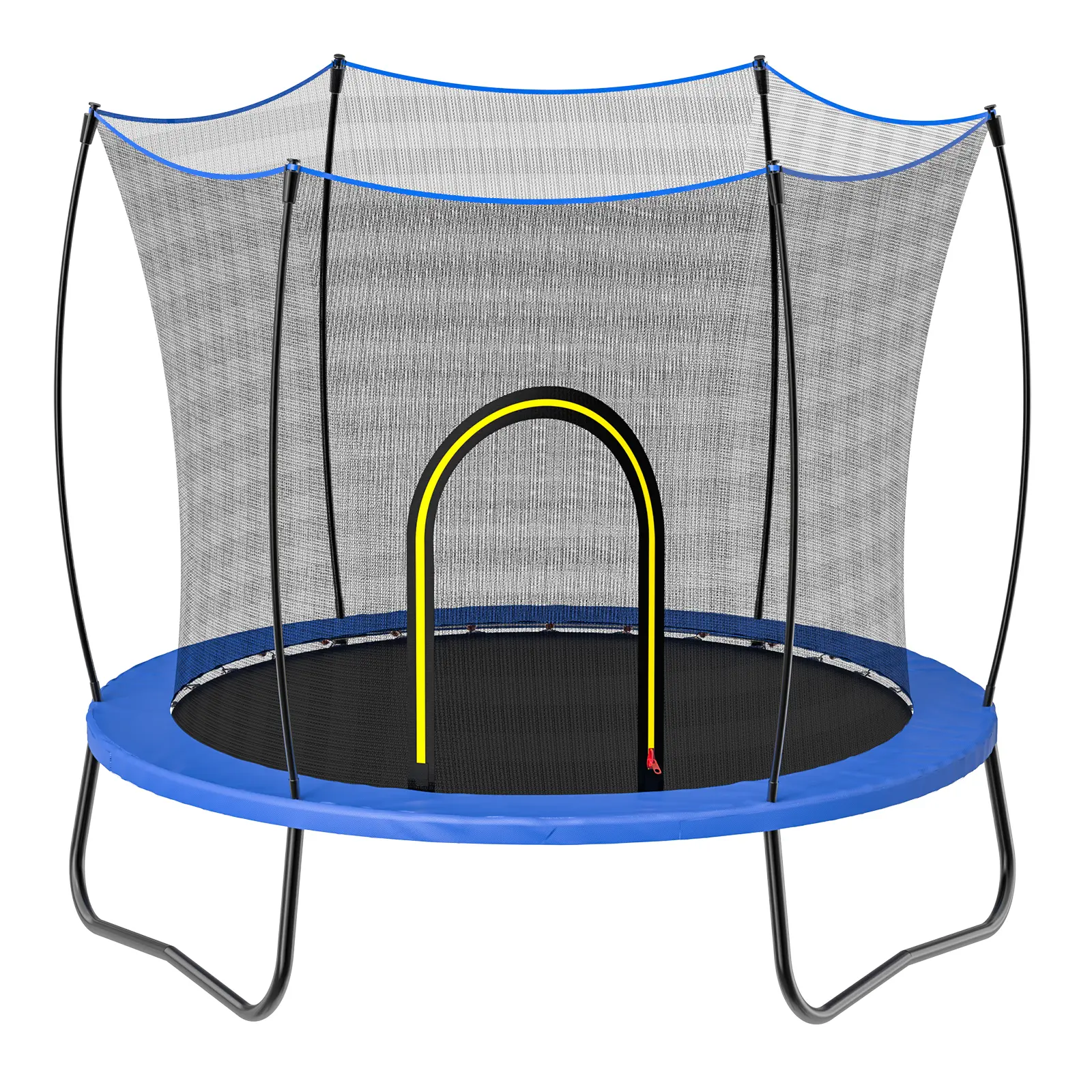 Adjustable Spring Model Trampoline in Blue & Red Colors with Secure Netting and Safety Features