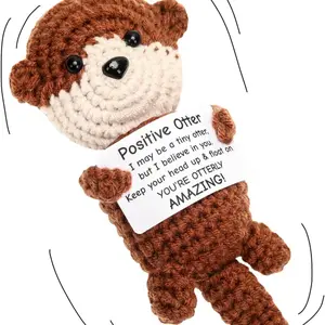 Mini Fun Positive Handmade Crochet Seal Knitted Doll Gift, Encouragement Toy with Positive Message for Women Men Colleagues Teens, Cute Stuffed Animal, Gift for Loved Ones, Birthday Graduation Present, Cute Otter