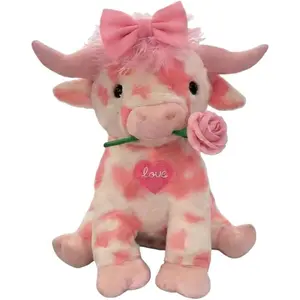 Highland Cow Plush Toy, Cute Pink Fluffy Cow Plush Animal Doll - Realistic Highland Cow Plush Doll, Perfect Valentine's Day Gift and Home Decoration, Ideal for Children, Girls, and Cow Enthusiasts,  Suitable for Birthdays and Holiday Gifts